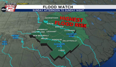 Heavy rainfall is moving into portions of San Antonio