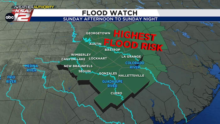 Heavy rainfall is moving into portions of San Antonio
