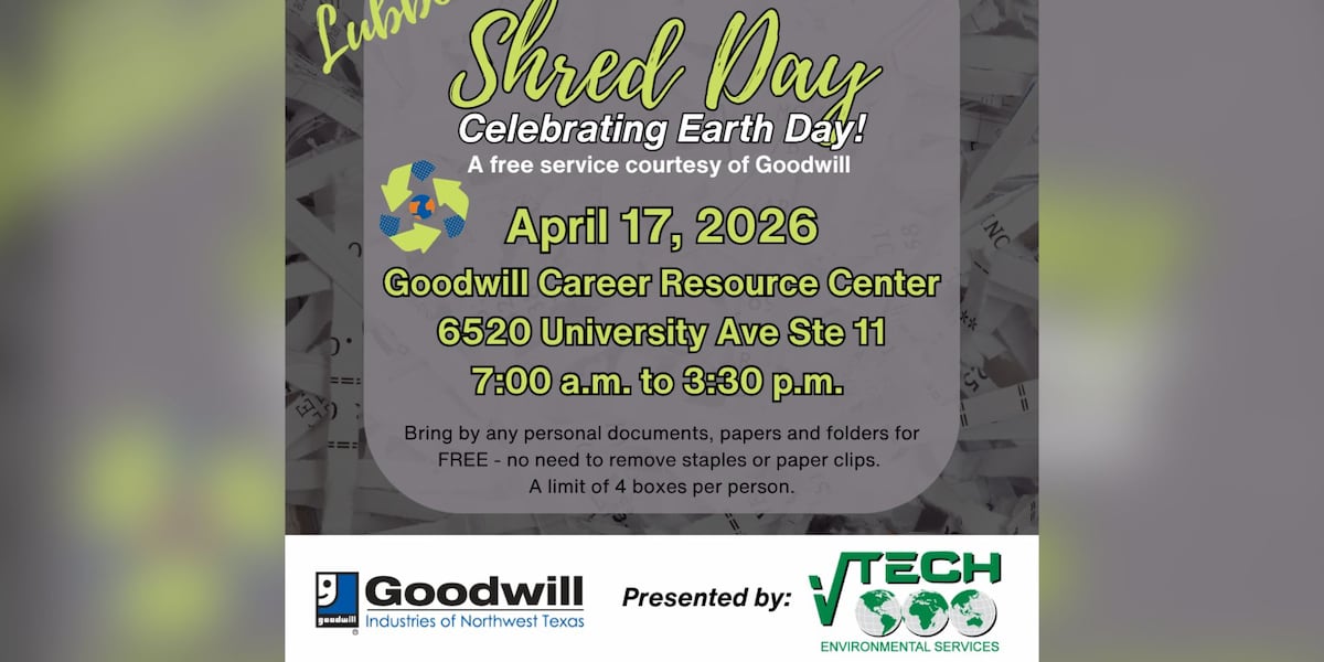 Goodwill to host free shred day for Earth Day