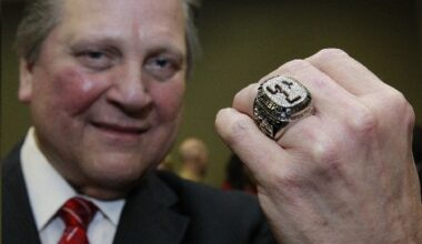 Arlington Mayor, Dr. Robert Cluck  shows of the 2010 American League Championship Ring he received at the Texas Rangers welcome home luncheon at thte Arlington Convention Center in Arlington, Texas, on March 31, 2011. (Michael Ainsworth/The Dallas Morning News)