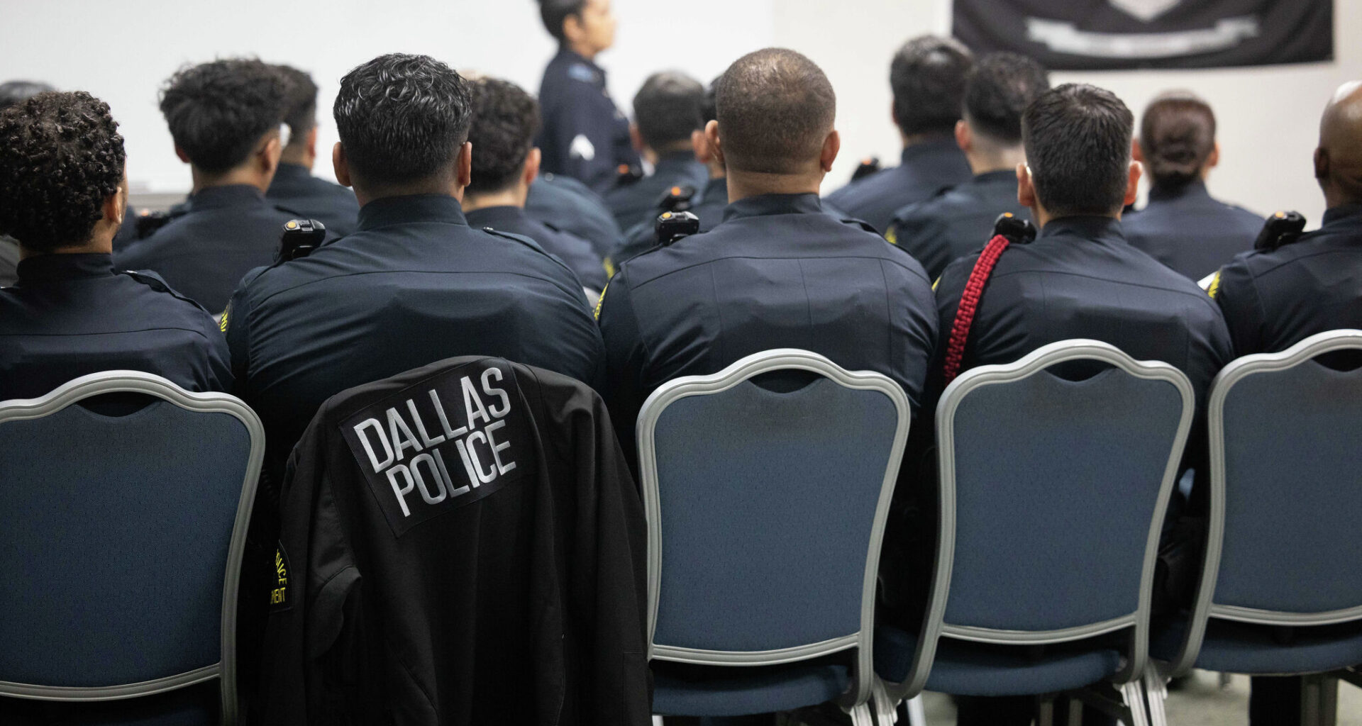A senior recruit class seen in a classroom at the Dallas Police Academy on Thursday, Feb. 26, 2026, in Dallas.