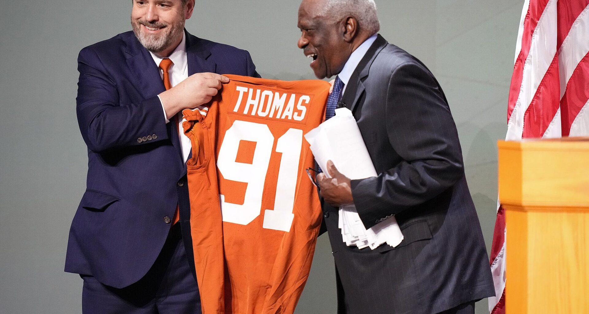 At UT lecture, Clarence Thomas says America's values are under threat