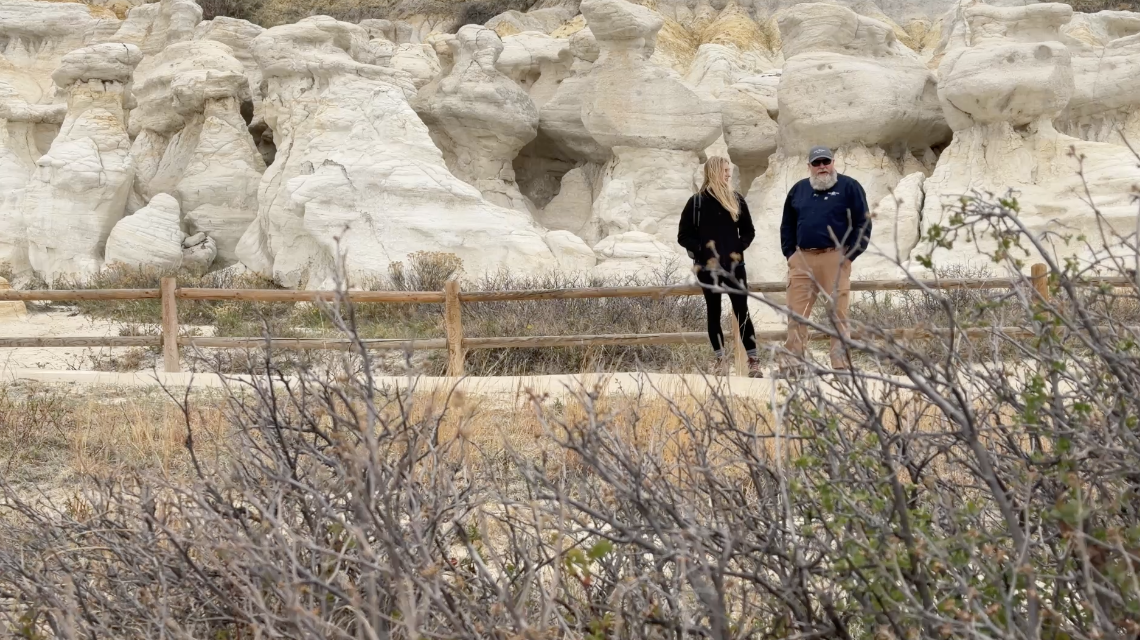 Ross Williams and Ashlyn Mathy on the trail at the Paint Mines Park