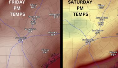 Big temperature drop headed to Austin. What's the timing of the front?
