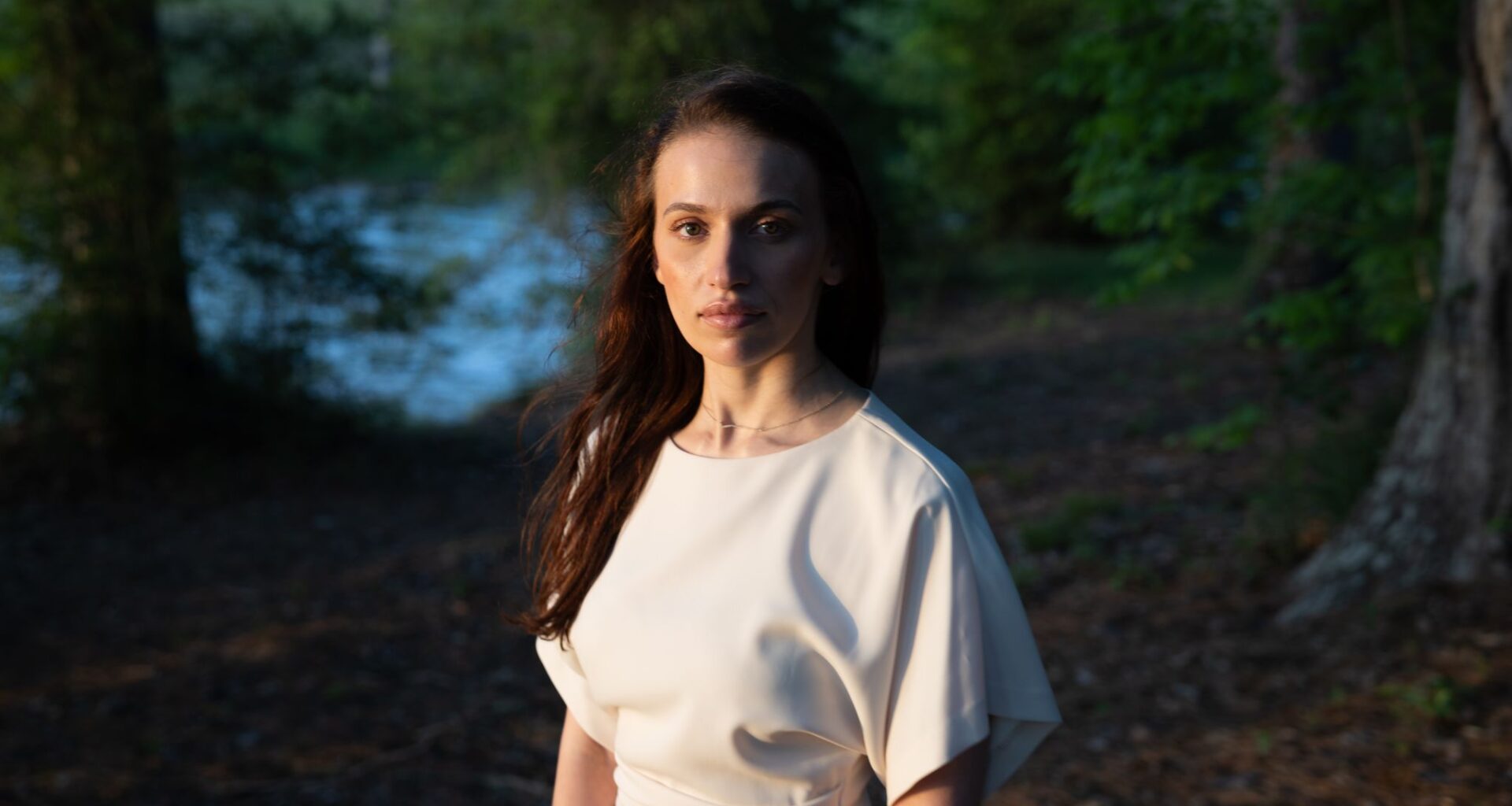 Tiana Krasniqi poses for a photo while wearing her wedding dress at Tigerville Park in Livingston, TX, Tuesday, April 14, 2026. Earlier in the day, Krasniqi married James Broadnax, a death row inmate scheduled to be executed on April 30,  at the Allan B. Polunsky Unit.