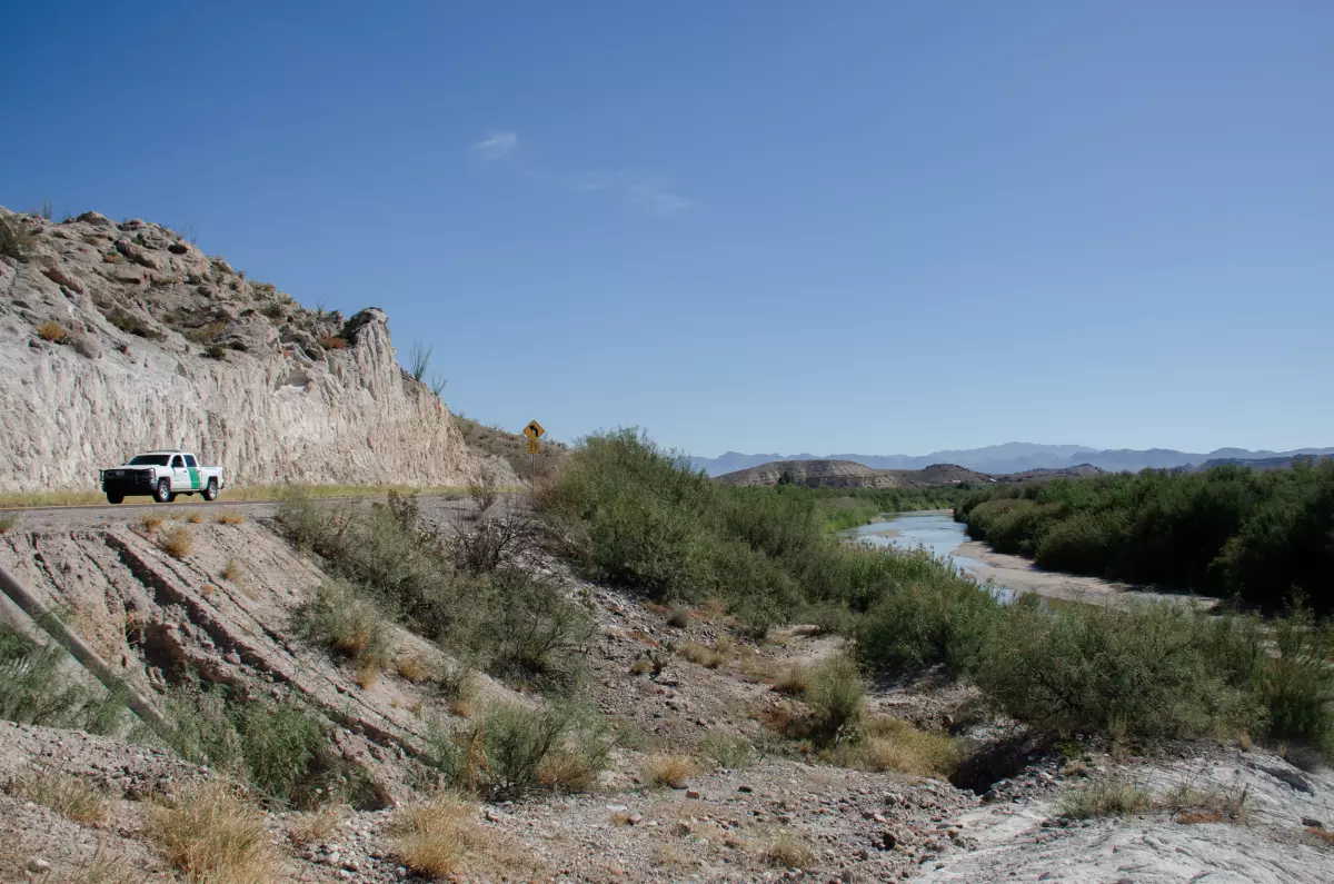 A Border Patrol truck near the Rio Grande in Presidio County, Texas in November 2025.