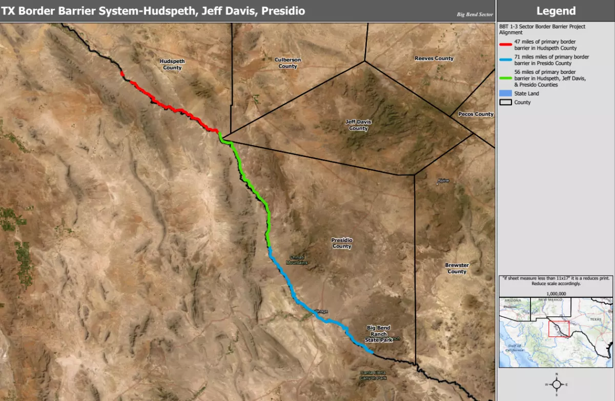 The Trump administration is pursuing a border wall across Hudspeth, Jeff Davis and Presidio counties in the Big Bend region of West Texas.