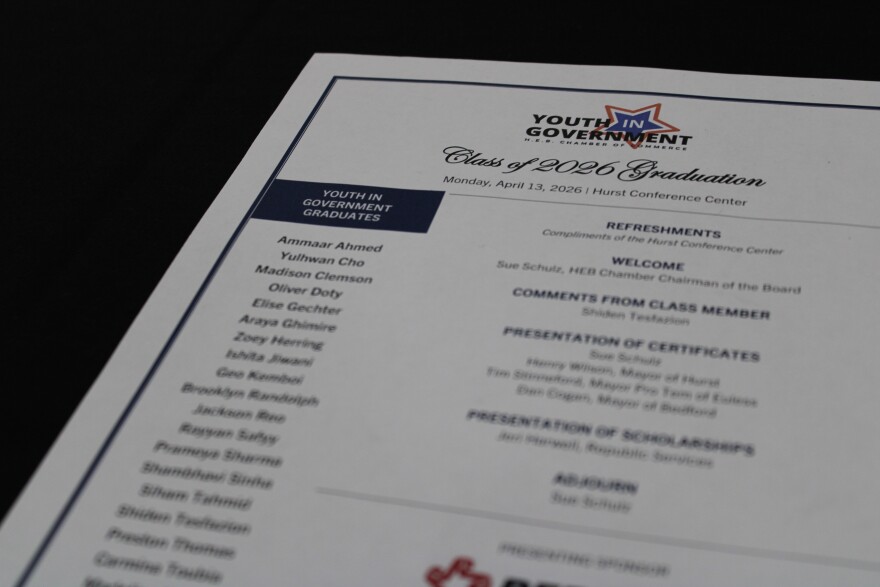 A program for the latest Youth In Government graduation ceremony, which took place at the Hurst Conference Center April 13, 2026.