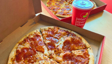 Peter Piper Pizza has a double-up deal that comes with two large pizzas and a drink. 