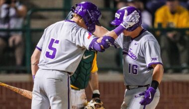 Jack Bell makes a running throw from shortstop against Arizona at Lupton Stadium.