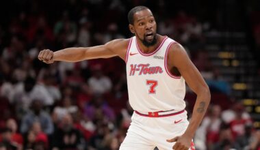 Kevin Durant misses the Houston Rockets' playoff opener vs Lakers with knee injury