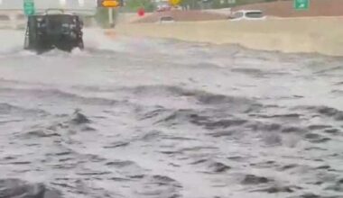 Heavy rain turns Highway 288 in Houston into river