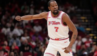 Kevin Durant misses the Houston Rockets' playoff opener vs Lakers with knee injury