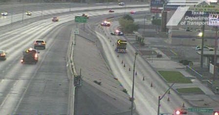 Gateway East Boulevard is closed as El Paso police investigate a fatal single-vehicle crash east of Geronimo Drive as traffic is diverted onto Interstate 10 on Saturday morning, April 18, 2026.