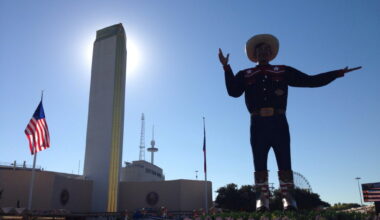 Sept. 25, 2014: Big Tex on a sunny day, just two days away from the opening of the State Fair.