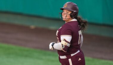 Texas State softball IF Aiyana Coleman draws bases-loaded walk