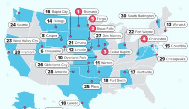 A map from WalletHub illustrates the cities it ranks as having the most affordable rent in 2026.