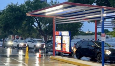 Cars were lined up at Taco Palenque following the Spurs playoff win.
