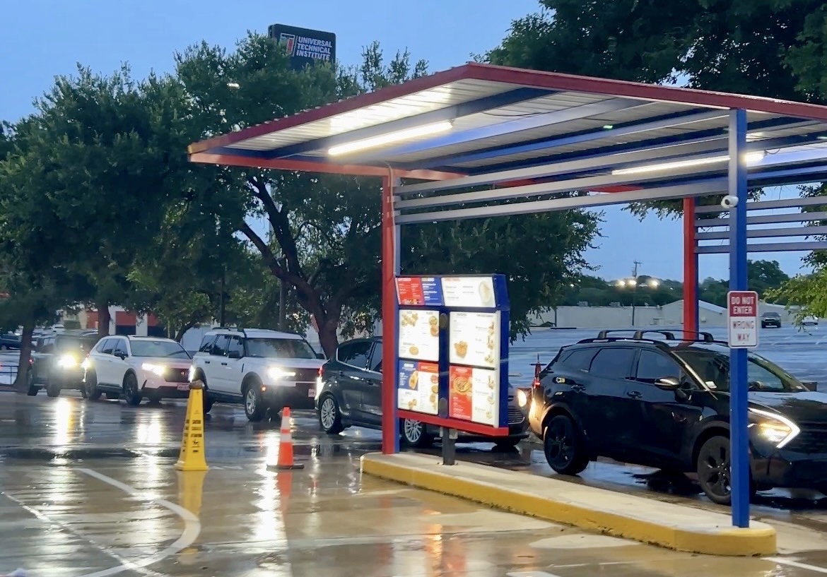 Cars were lined up at Taco Palenque following the Spurs playoff win.