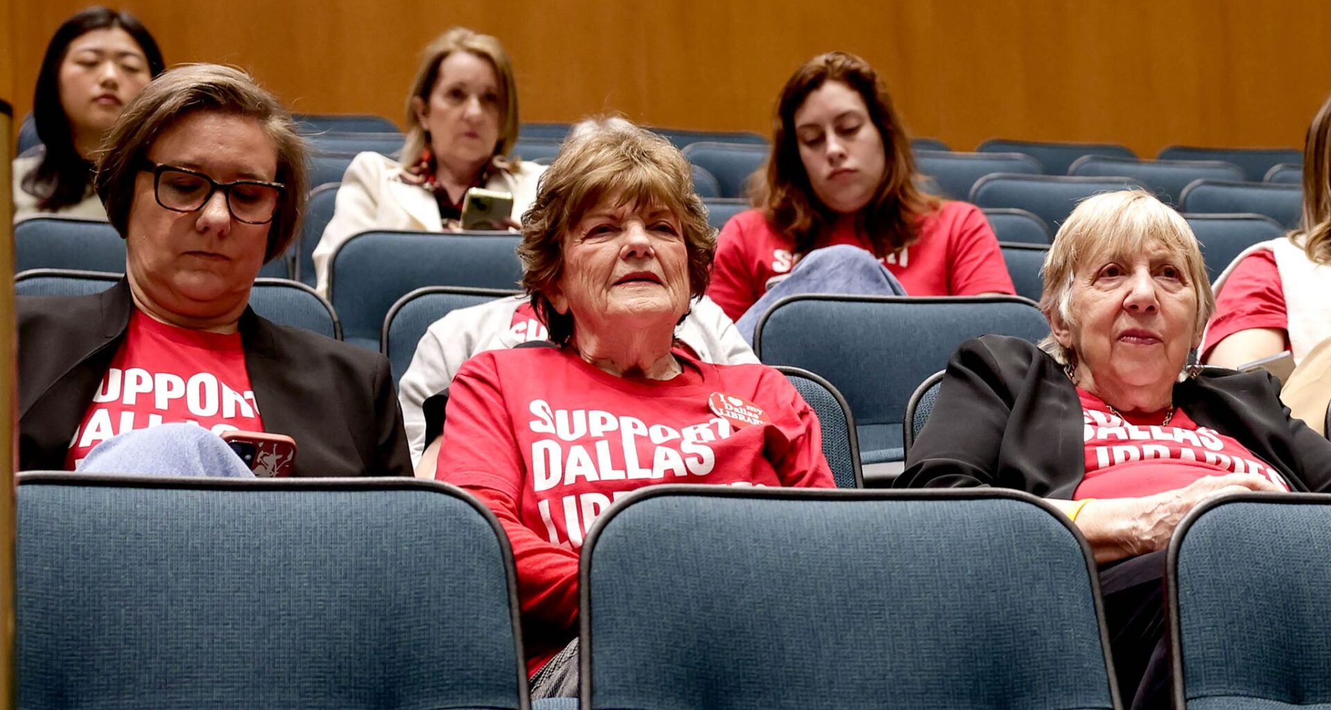 Some people showed up to support the plan for reshaping the Dallas Public Library system at Dallas City Hall, Monday, April 20, 2026.