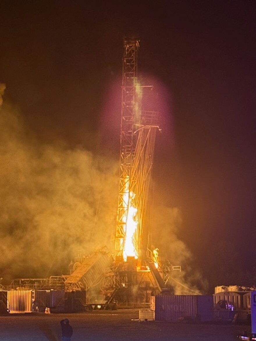 Oil rig on fire