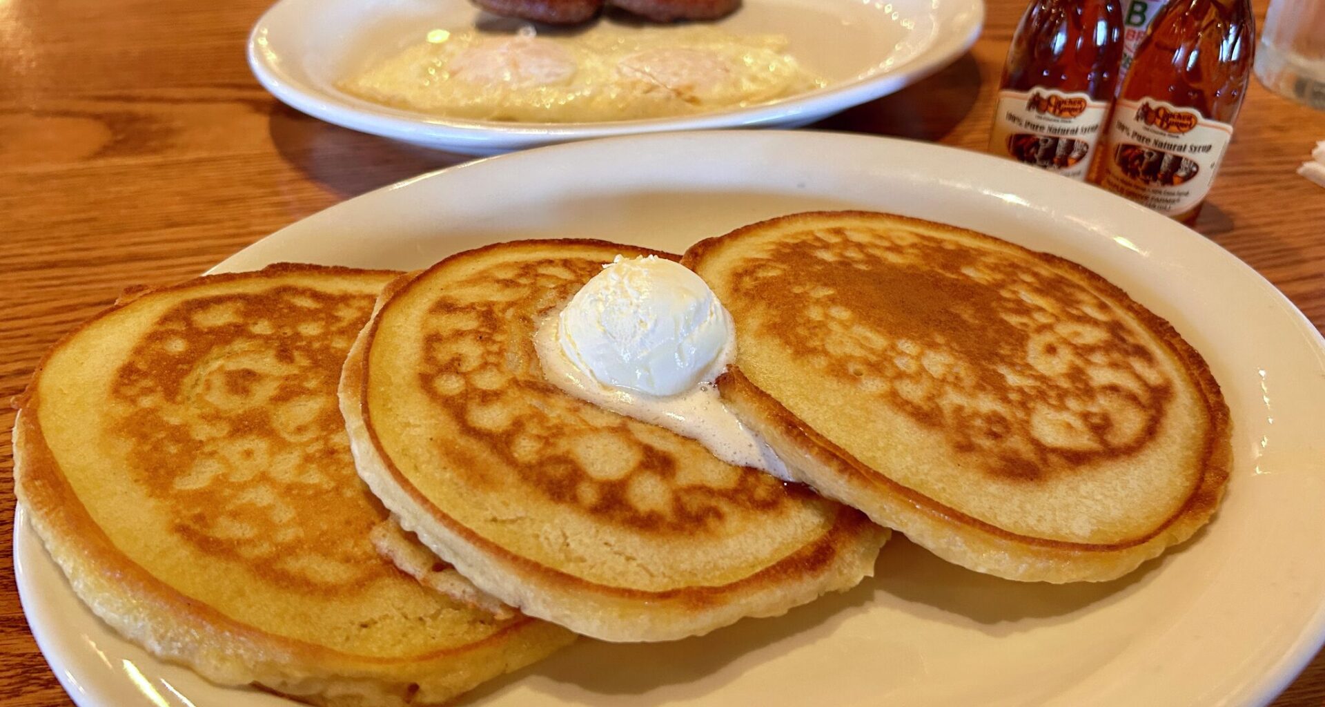 Pancakes, eggs and sausage from Cracker Barrel.