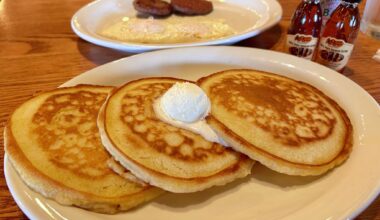Pancakes, eggs and sausage from Cracker Barrel.
