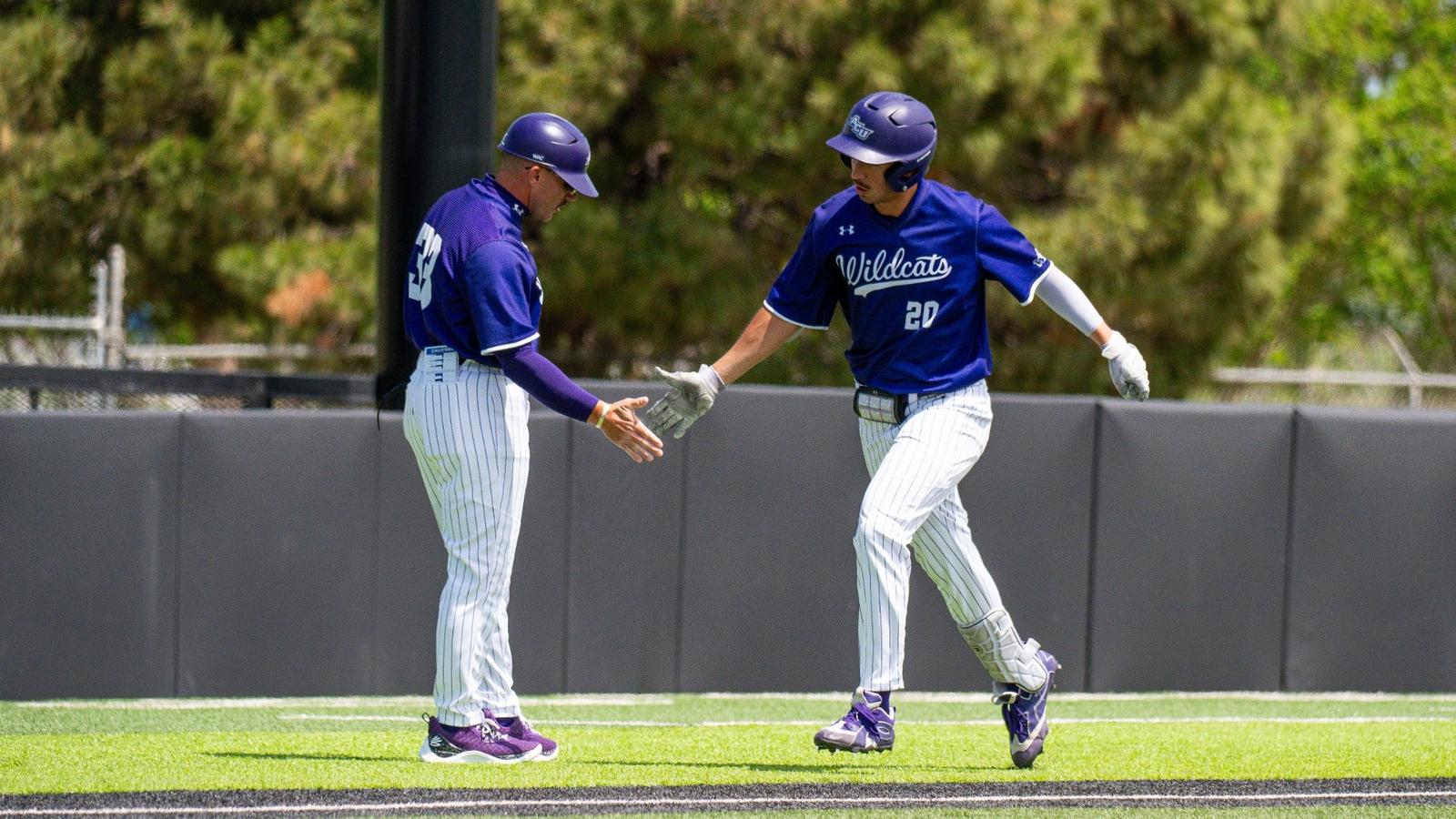 Kanon Sundgren prepares to face a pitch in ACU's 4-1 win over TCU at Crutcher Scott Field at Bullock Brothers Ballpark on April 7, 2026.