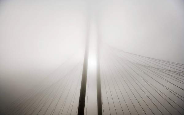 The Margaret Hunt Hill Bridge stands in the morning fog over the Trinity River, October 24, 2011. "Several times that morning as I was about to make a photo, the fog would dissipate. I seemed to be just minutes late as I arrived at every possible location. I decided to go by the river where I hoped the fog would last a bit longer. It did. I waited about 45 minutes for the fog to become light enough that the sun would be starting to show and add drama to my photo."