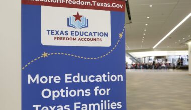 Signage as the Texas Comptroller's office hosted an informational session at Red Bird Mall in Dallas on Saturday, February 7, 2026.