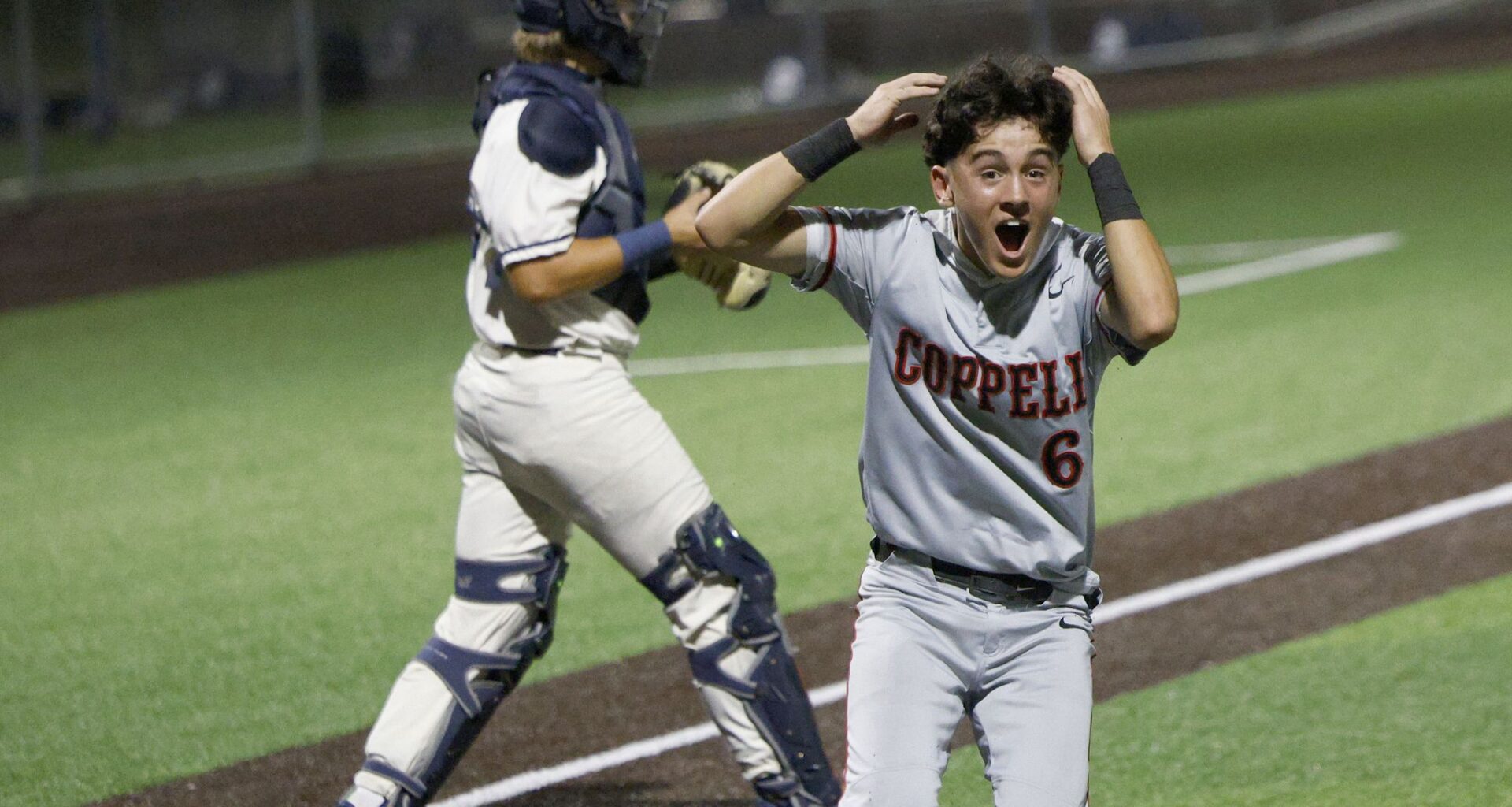 Players scuffle at the end of Game 1 of a first-round NHL Stanley Cup playoffs hockey series between the Dallas Stars and the Minnesota Wild, Saturday, April 18, 2026, in Dallas, Texas. (AP Photo/Julio Cortez)