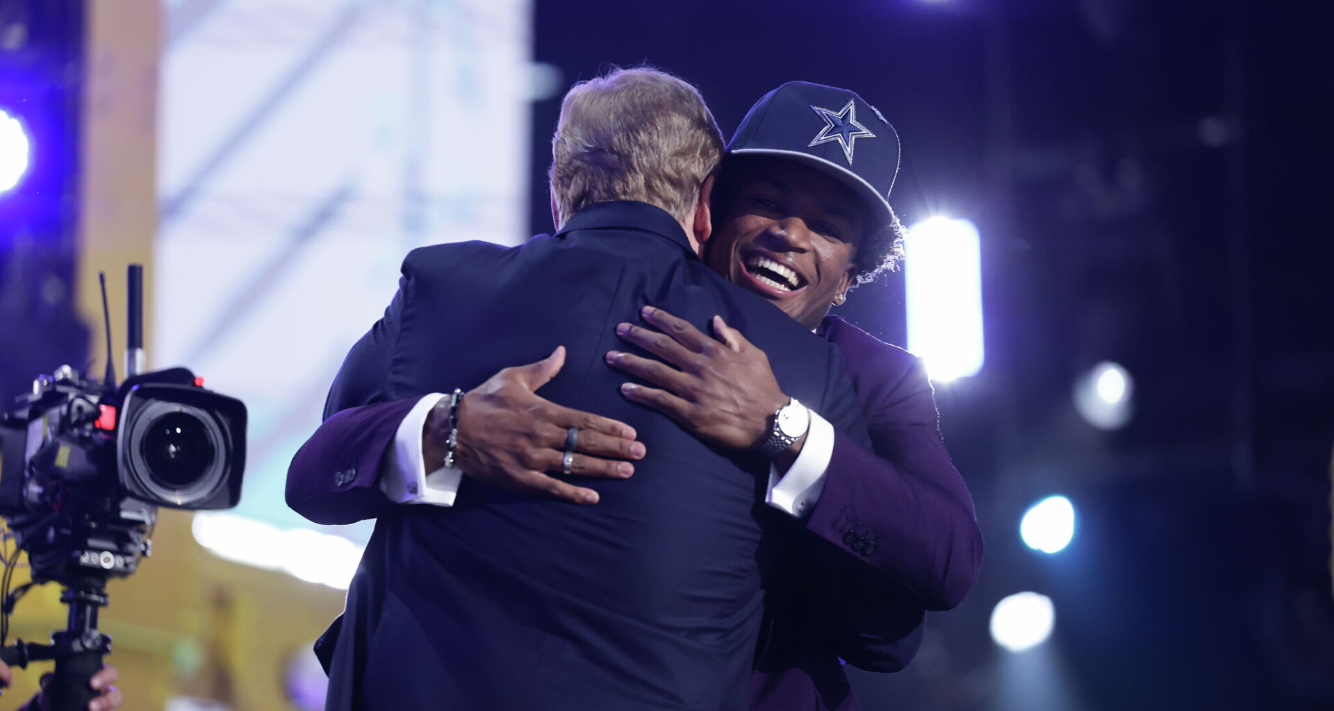 Dallas Cowboys Chief Sales and Marketing Officer Jerry Jones Jr. (from left), head coach Brian Schottenheimer, owner Jerry Jones, pro college scout Shy Anderson Jr., COO Stephen Jones work in the Cowboys draft room before the first round of the NFL Draft on Thursday, April 23, 2026.