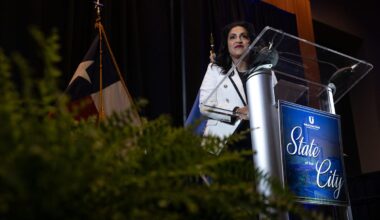 Corpus Christi Mayor Paulette Guajardo gives the keynote speech during the State of the City event on Thursday, Aug. 17, 2023, in Texas.