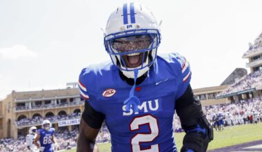 Dallas Cowboys owner and general manager Jerry Jones (right) talks with Philadelphia Eagles owner Jeffrey Lurie before an NFL football game at AT&T Stadium on Sunday, Nov. 23, 2025, in Arlington.