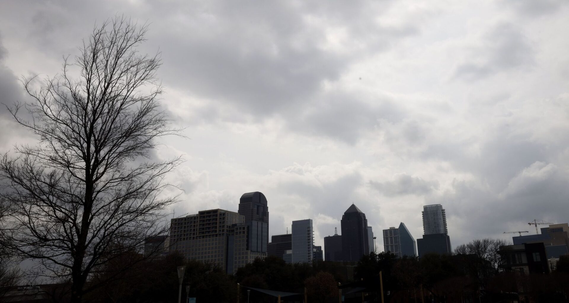 The downtown Dallas skyline is seen from Griggs Park on a cloudy day, Wednesday, March 4, 2026, in Dallas.
