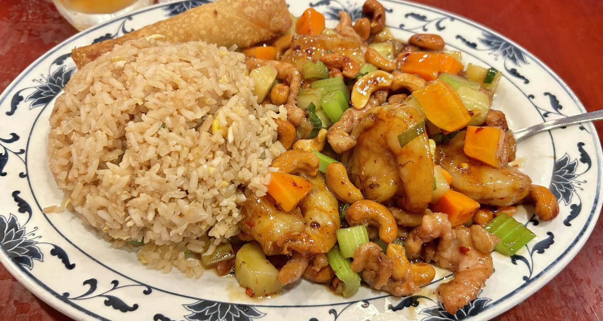 Pork and shrimp with cashews plate from Mencius Gourmet Hunan Restaurant.