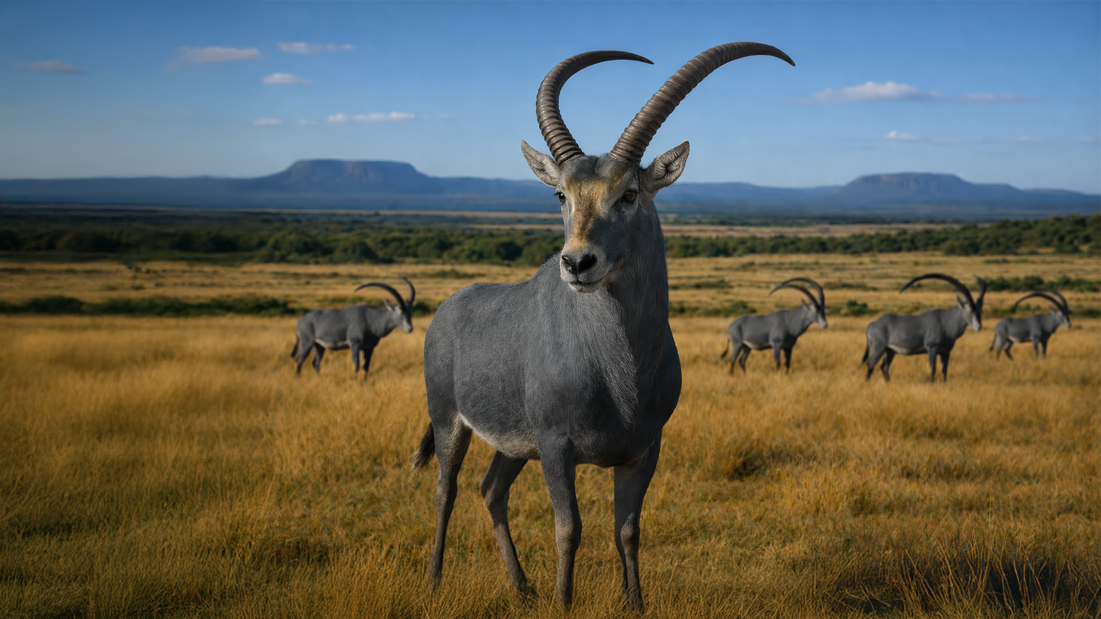 A rendering of the bluebuck, an extinct species of African antelope and the subject of Dallas, Texas-based Colossal Biosciences' next de-extinction project.