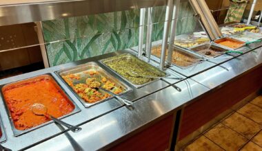 The buffet line at India Oven.