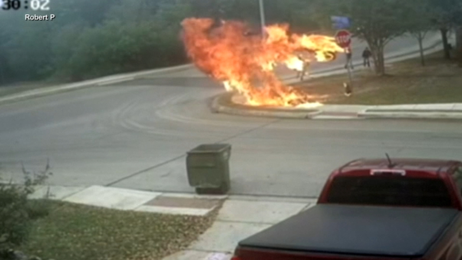 Video shows kids narrowly escape fiery motorcycle crash in Bexar County, Texas near San Antonio