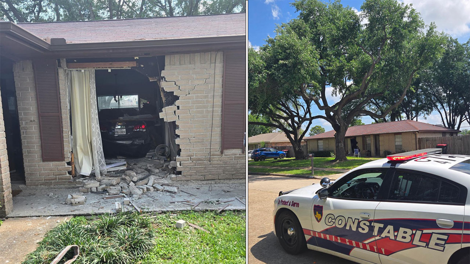Investigation underway after vehicle slams into home in northwest Harris County, Pct. 4 says