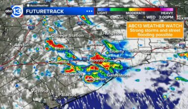 Houston Weather: Less rain overnight, ABC13 Weather Watch for strong storms tomorrow afternoon