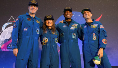 Artemis II Moon mission’s Orion capsule crew speak to the news media in Houston