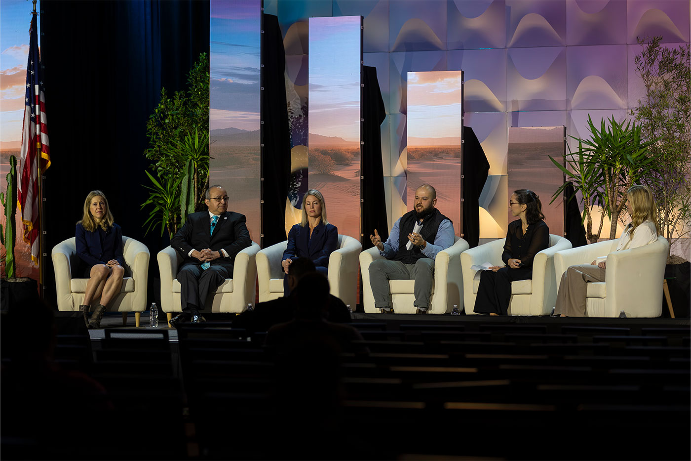 Bailey on a panel at the 2026 Pistachio Industry Conference with Dhurandhar.