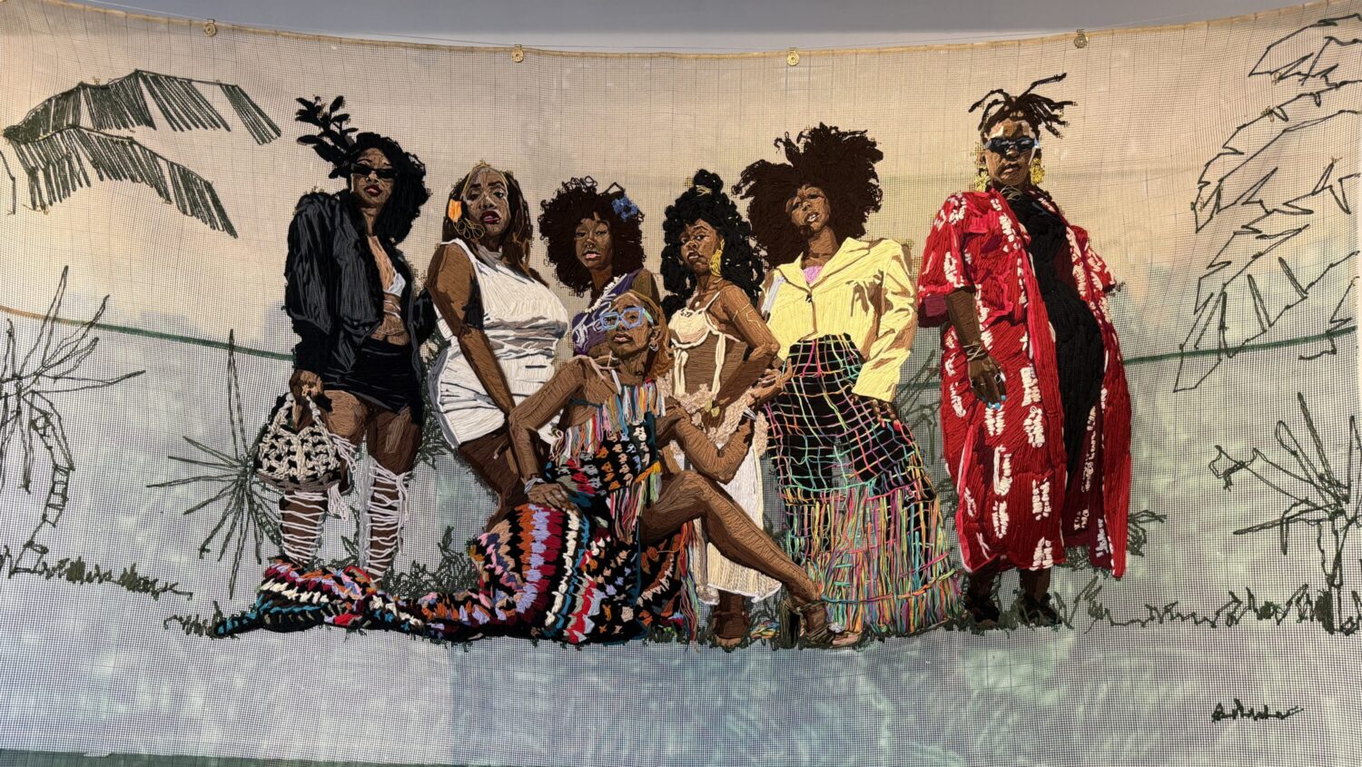 A latchhook portrait of a group of women