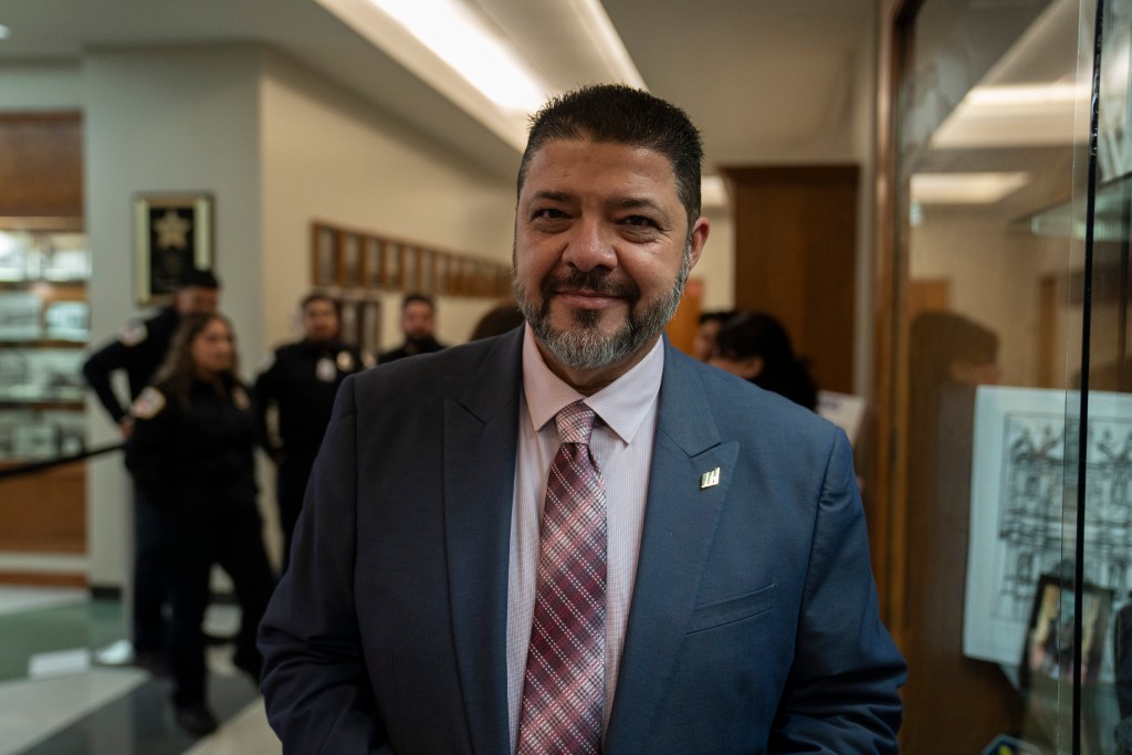 McAllen city commissioner Rudy Castillo outside of the City Council chambers in McAllen on April 13, 2026.