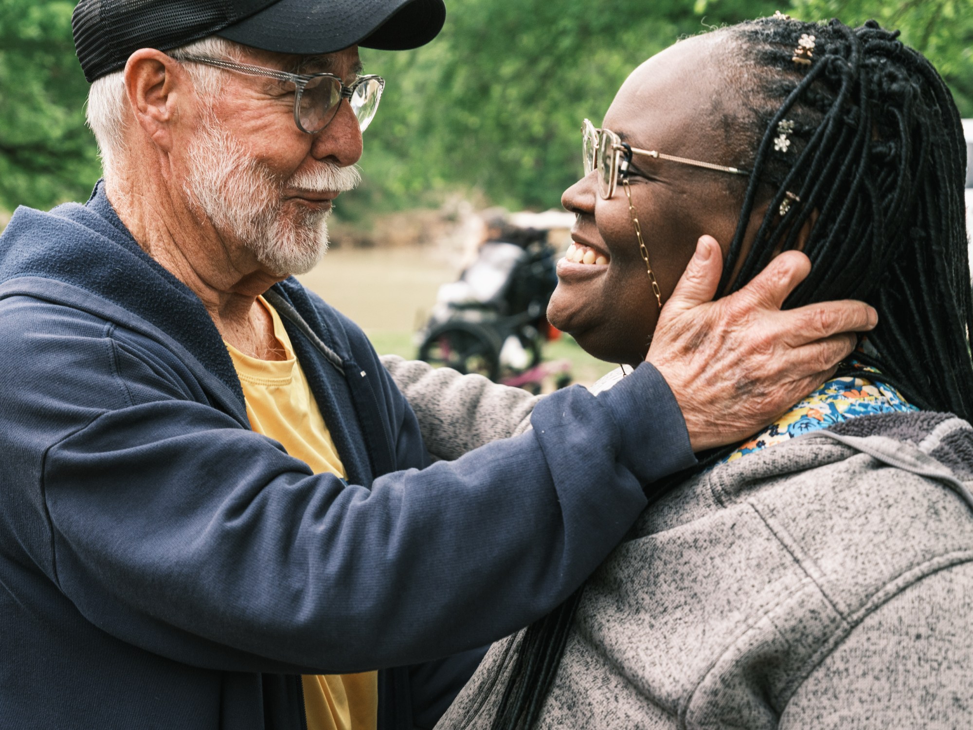 Jimmy Dorrell greets longtime attendees and friends of Church Under the Bridge during his final service as pastor on Easter Sunday.