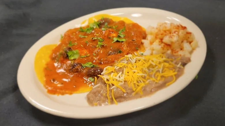 Huevos Rancheros served at Twin Creeks Cafe.