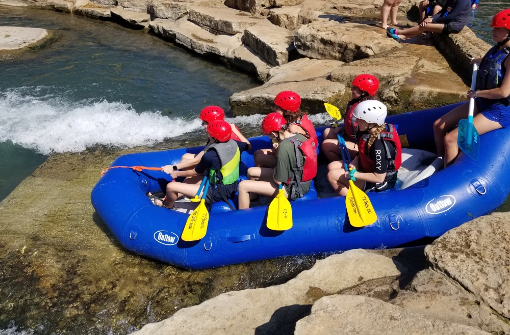 Campers launch into a river rafting excursion during one of Texas State University’s Aquatic Summer Adventure camps in San Marcos. (Courtesy Aquatic Science Adventure Camp)