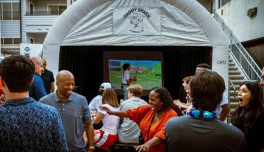 After launching as a mobile golf simulator for private events, Daddy Shack is expanding with its first brick-and-mortar location in Pflugerville, set to open in August 2026 with a full slate of amenities. (Courtesy Daddy Shack Golf)