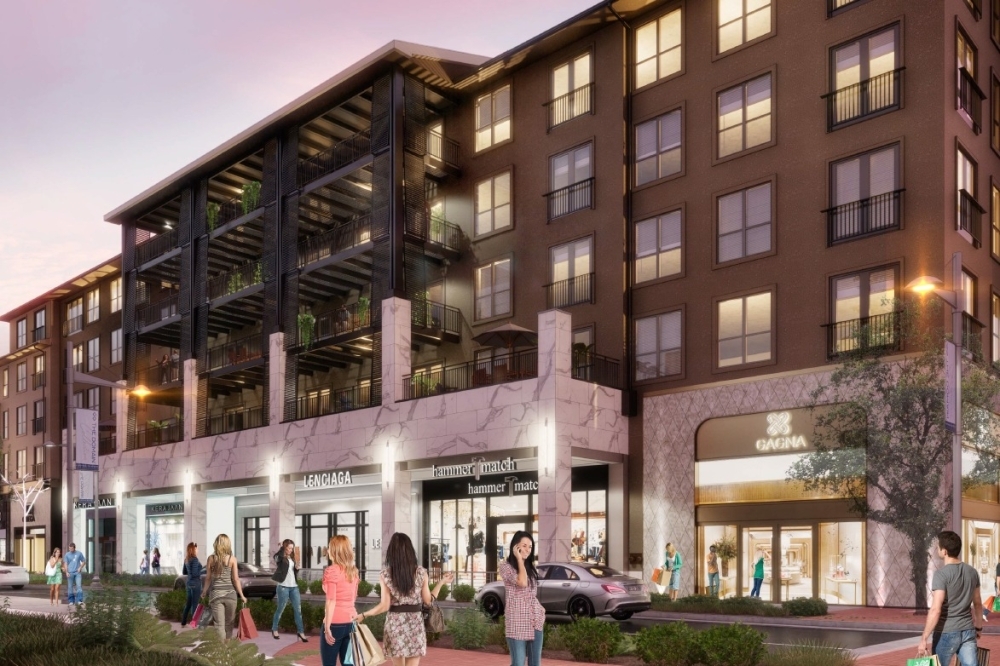 The Domain shopping center has undergone multimillion-dollar investments over the last two years, with an additional commercial building planned to finish construction in 2027. (Rendering courtesy Simon Property Group/The Domain)